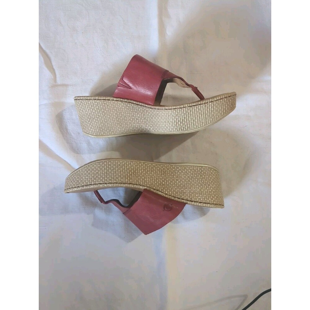 Born Platform Wedge Sandals Women's 9M Rose Pink Leather Chunky Strappy - Picture 2 of 8
